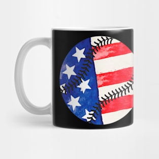 American Flag Baseball Team Gift Mug